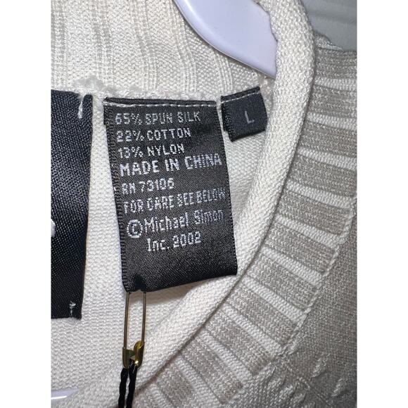 Michael Simon Vintage Zebra Beaded Spun Silk Blend Sweater - Size Large - OG - Picture 6 of 9